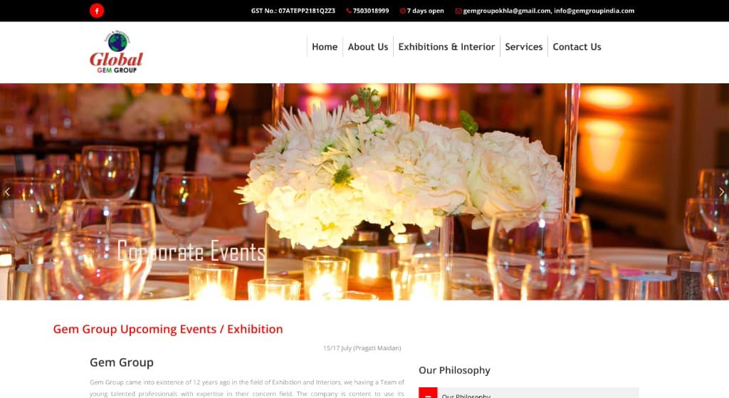 Gem Group India events and exhibitions website case study by WebNextra