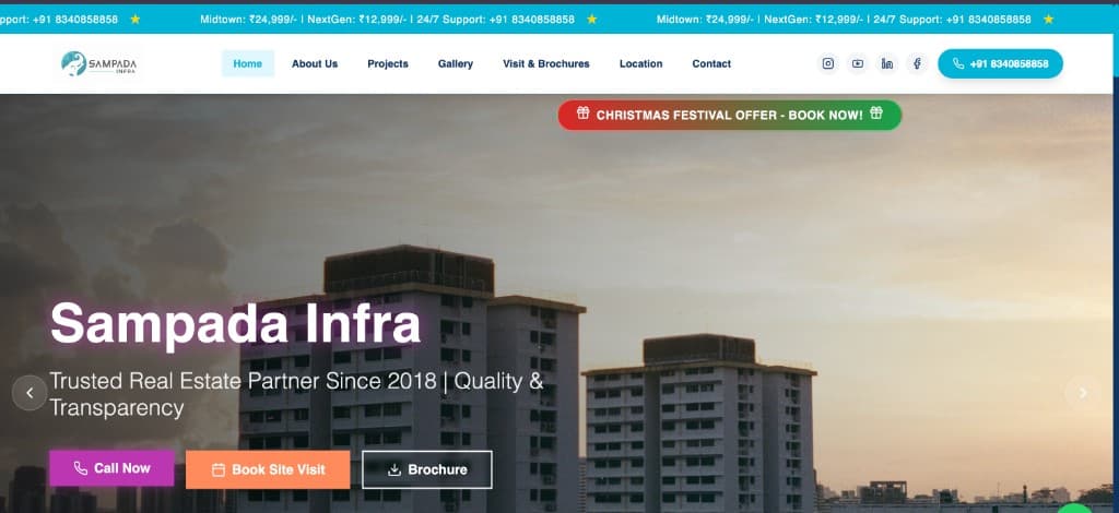 Sampada Infra real estate Hyderabad website case study by WebNextra