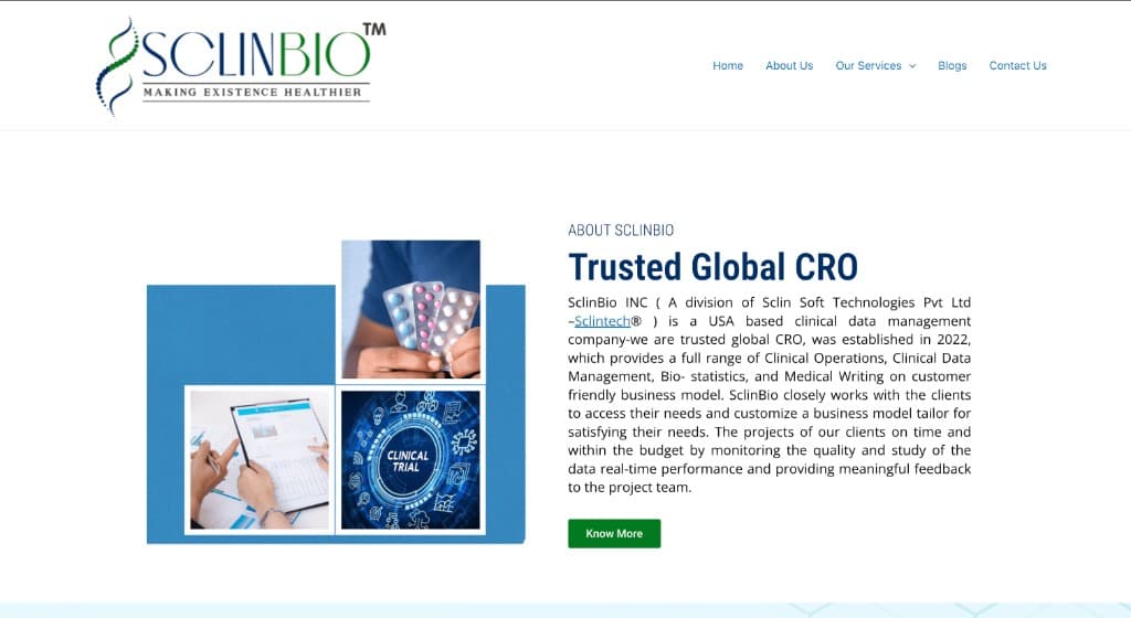 SclinBio clinical research organisation website case study by WebNextra