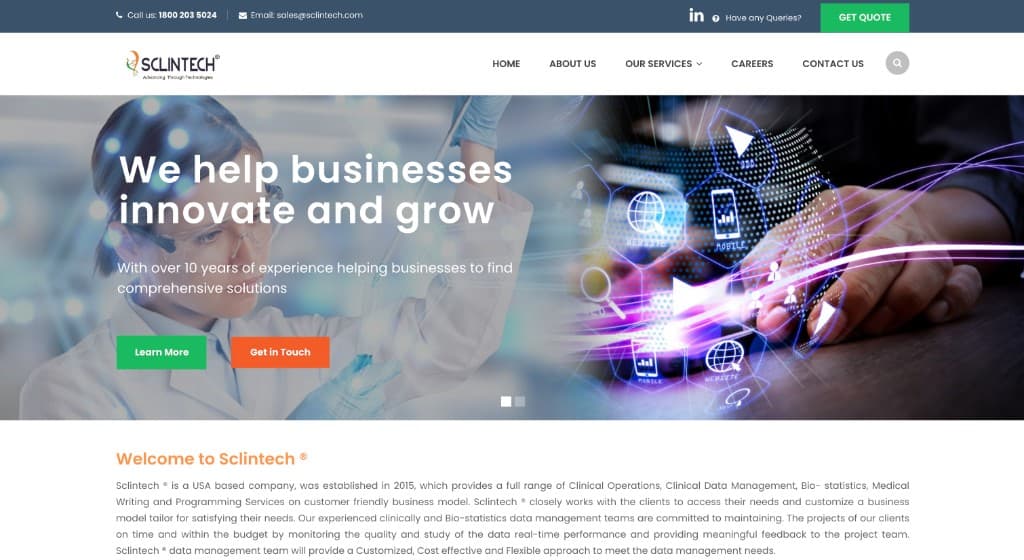 Sclintech clinical research and EDC software website case study by WebNextra