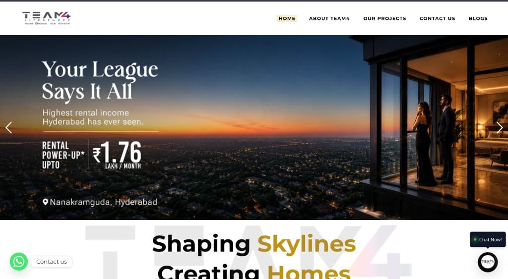 Team4 LifeSpaces luxury apartments Hyderabad website case study by WebNextra